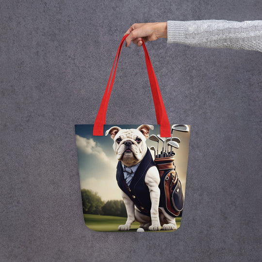 Tote bag-Bulldog Golfer V3