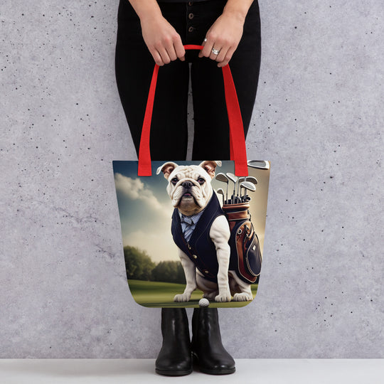 Tote bag-Bulldog Golfer V3