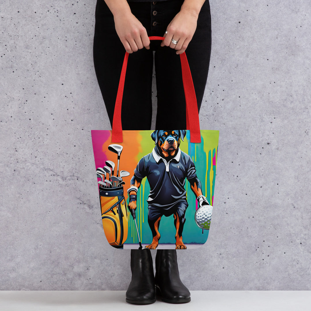 Tote bag-Rottweiler Golfer V2