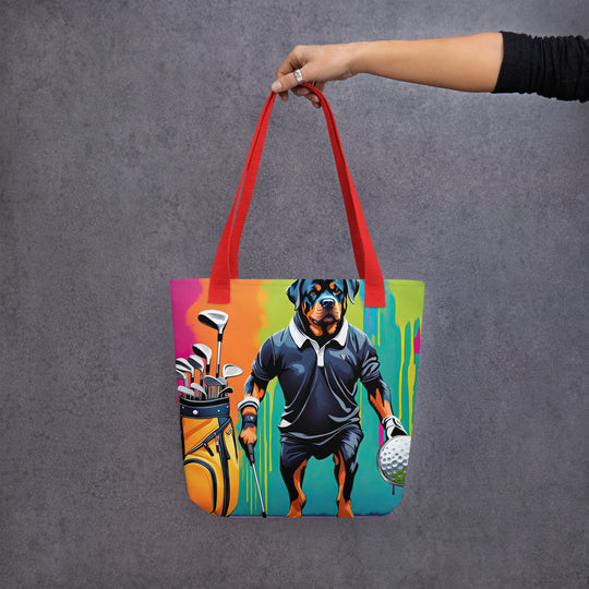 Tote bag-Rottweiler Golfer V2