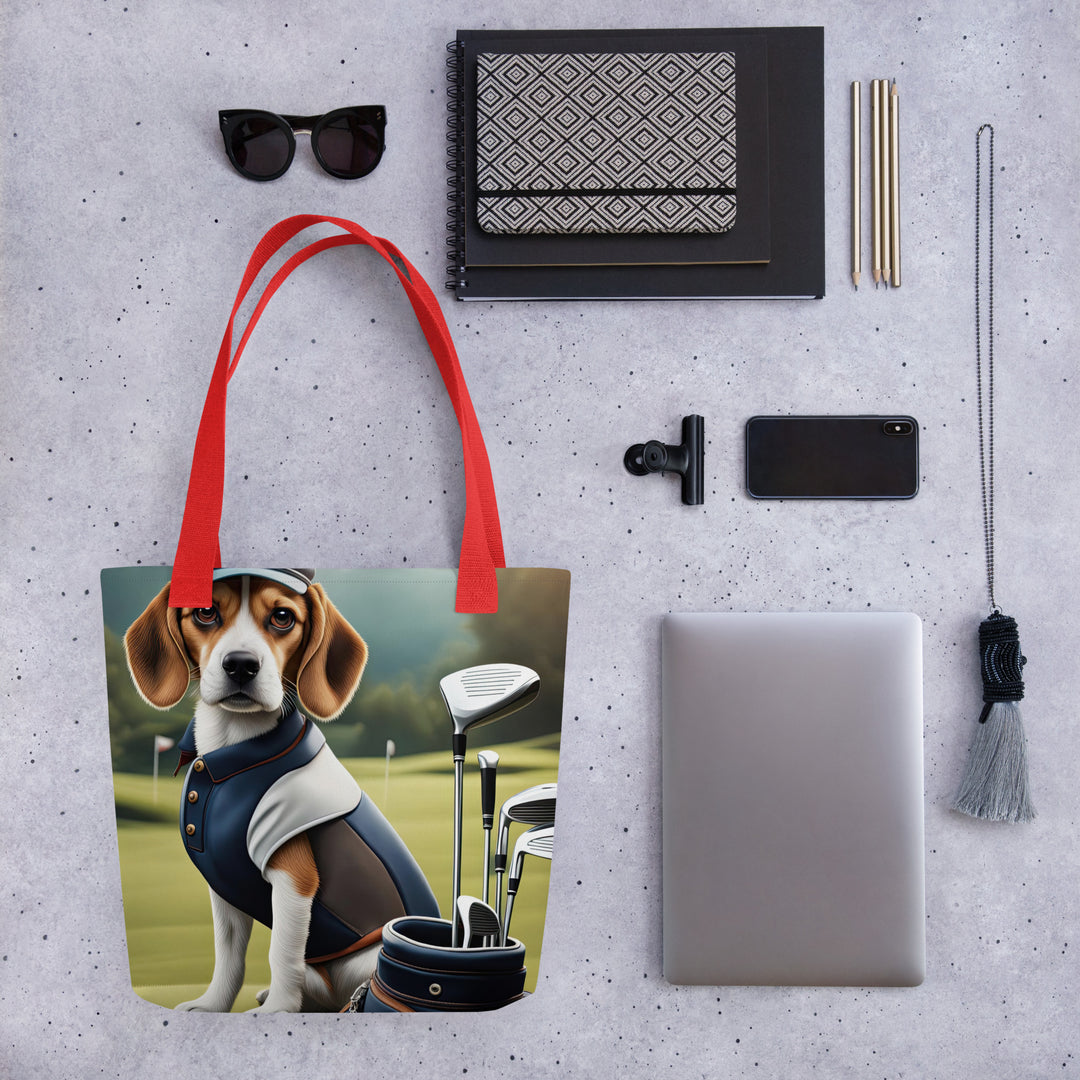 Tote bag-Beagle Golfer