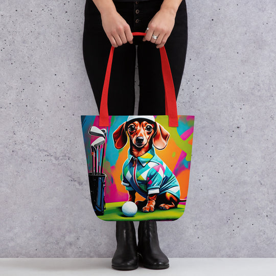 Tote bag-Dachshund Golfer V3