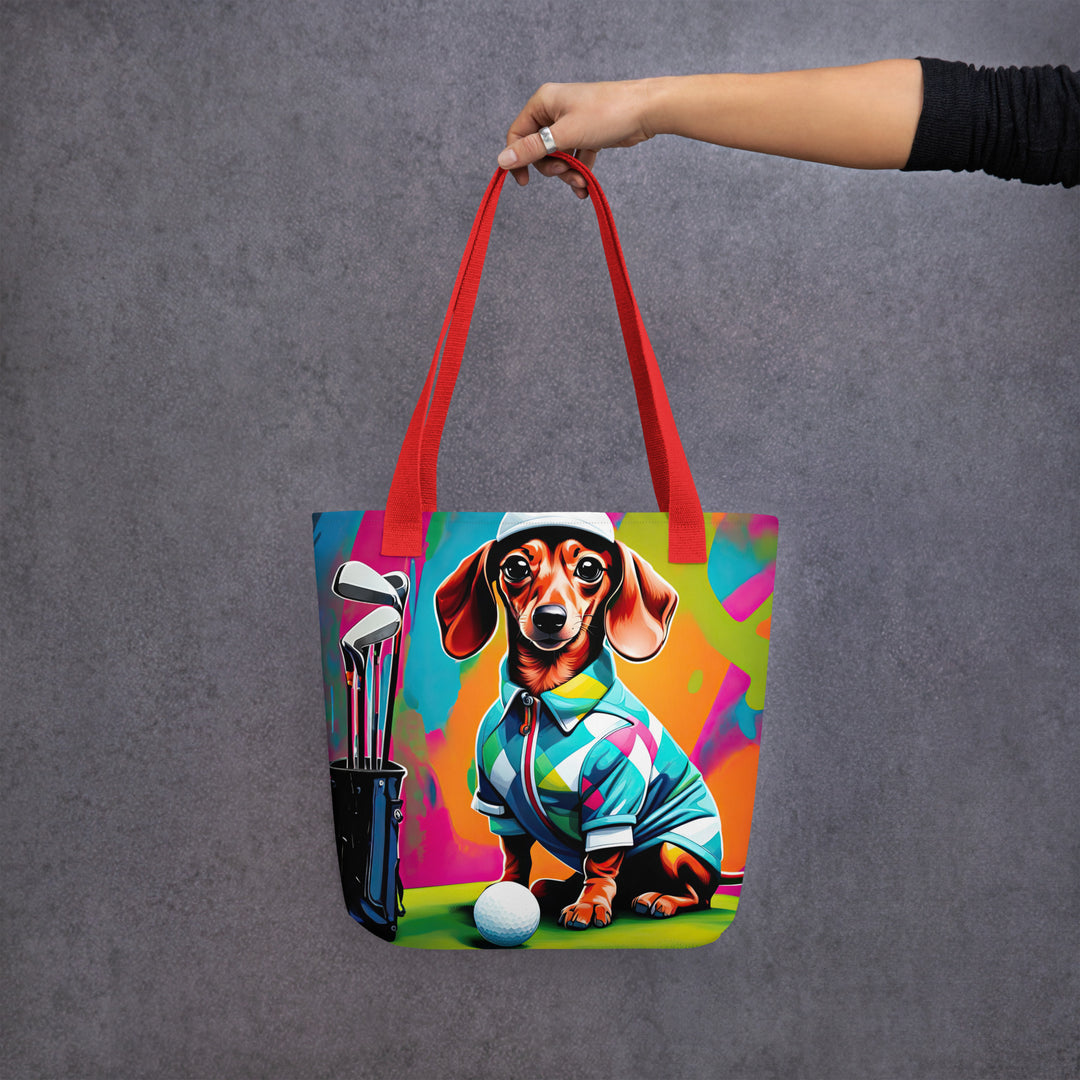 Tote bag-Dachshund Golfer V3