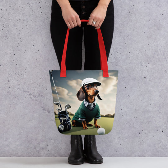 Tote bag-Dachshund Golfer V4