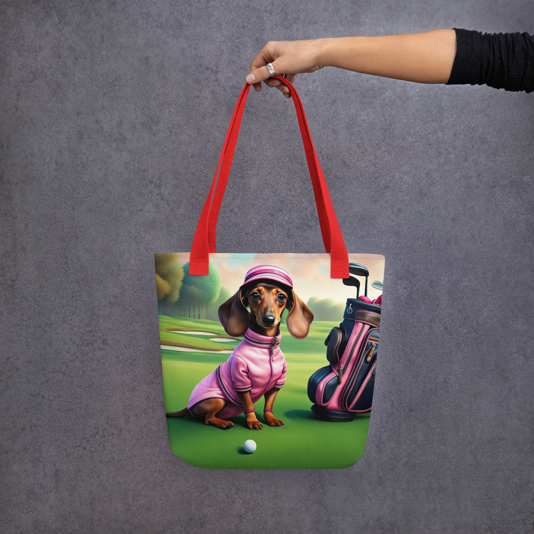 Tote bag-Dachshund Golfer V5