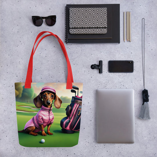 Tote bag-Dachshund Golfer V5