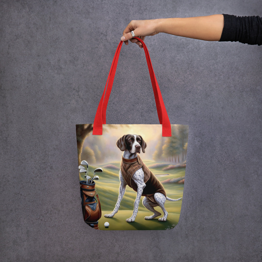 Tote bag-German Shorthaired Pointer Golfer