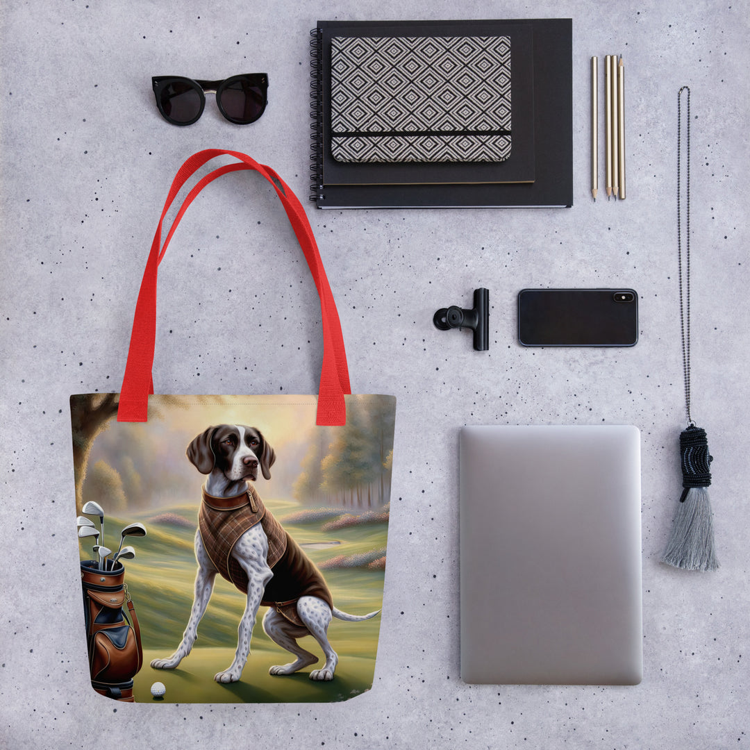 Tote bag-German Shorthaired Pointer Golfer