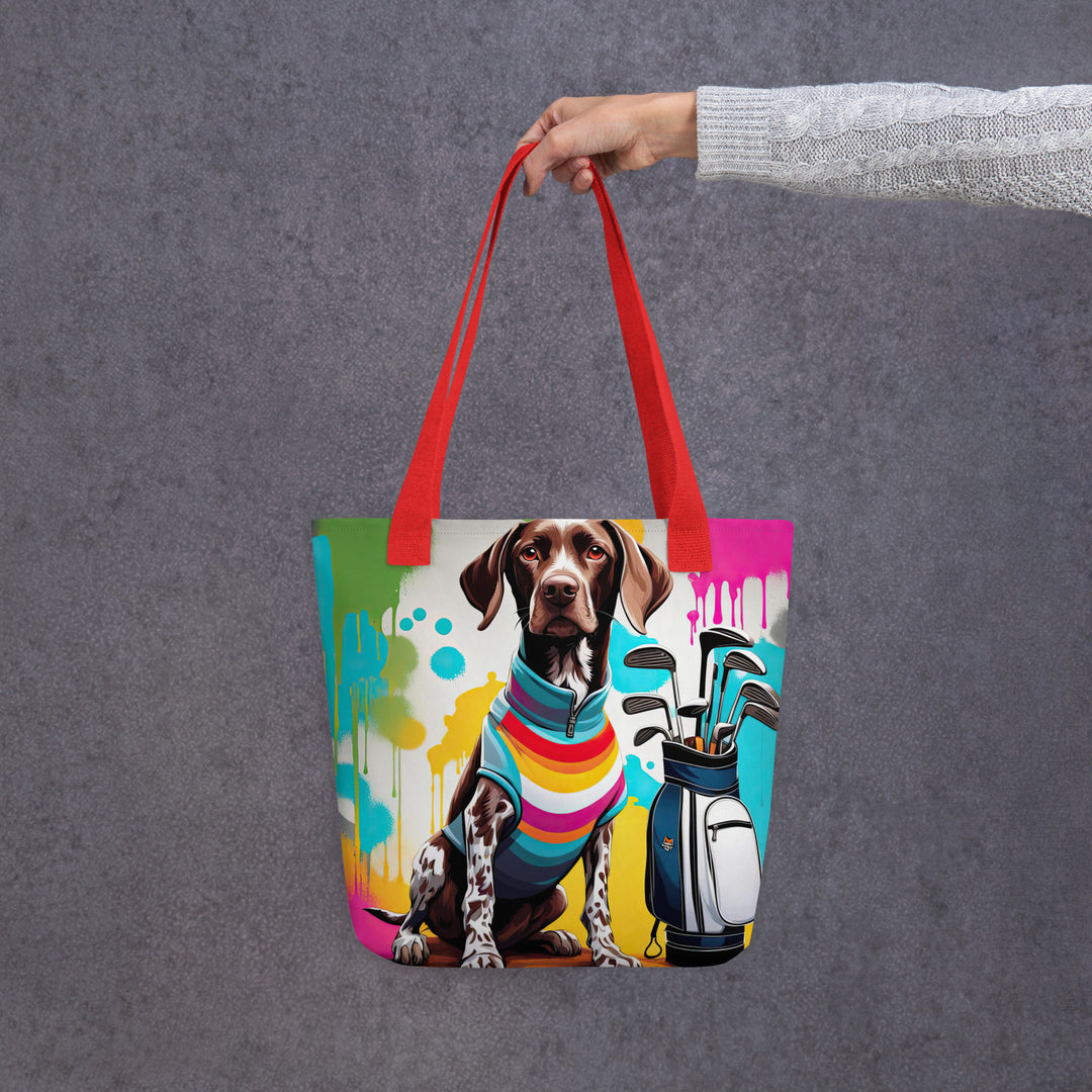 Tote bag-German Shorthaired Pointer Golfer V2