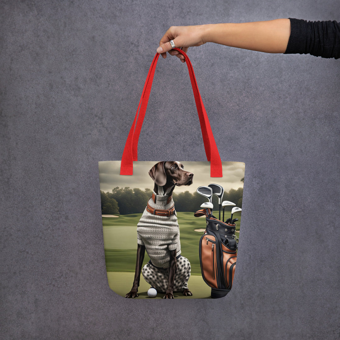 Tote bag-German Shorthaired Pointer Golfer V3