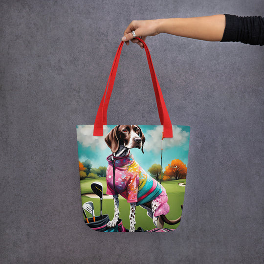 Tote bag-German Shorthaired Pointer Golfer V4