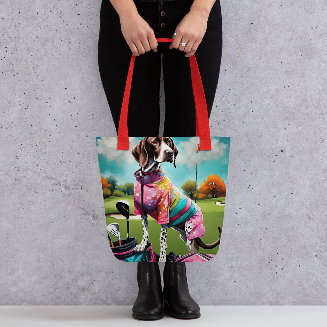 Tote bag-German Shorthaired Pointer Golfer V4