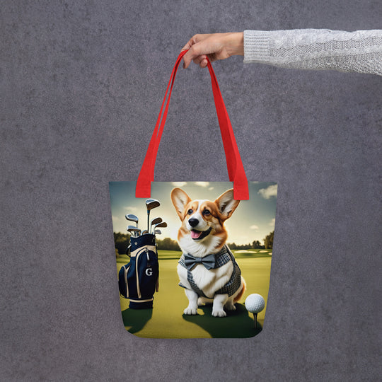 Tote bag-Pembroke Welsh Corgi Golfer V2