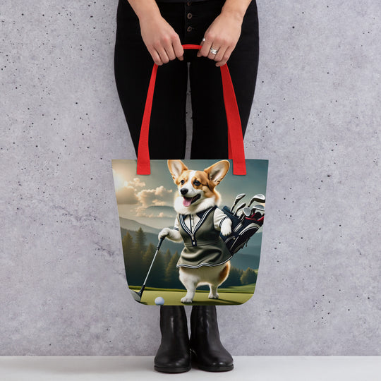 Tote bag-Pembroke Welsh Corgi Golfer V3