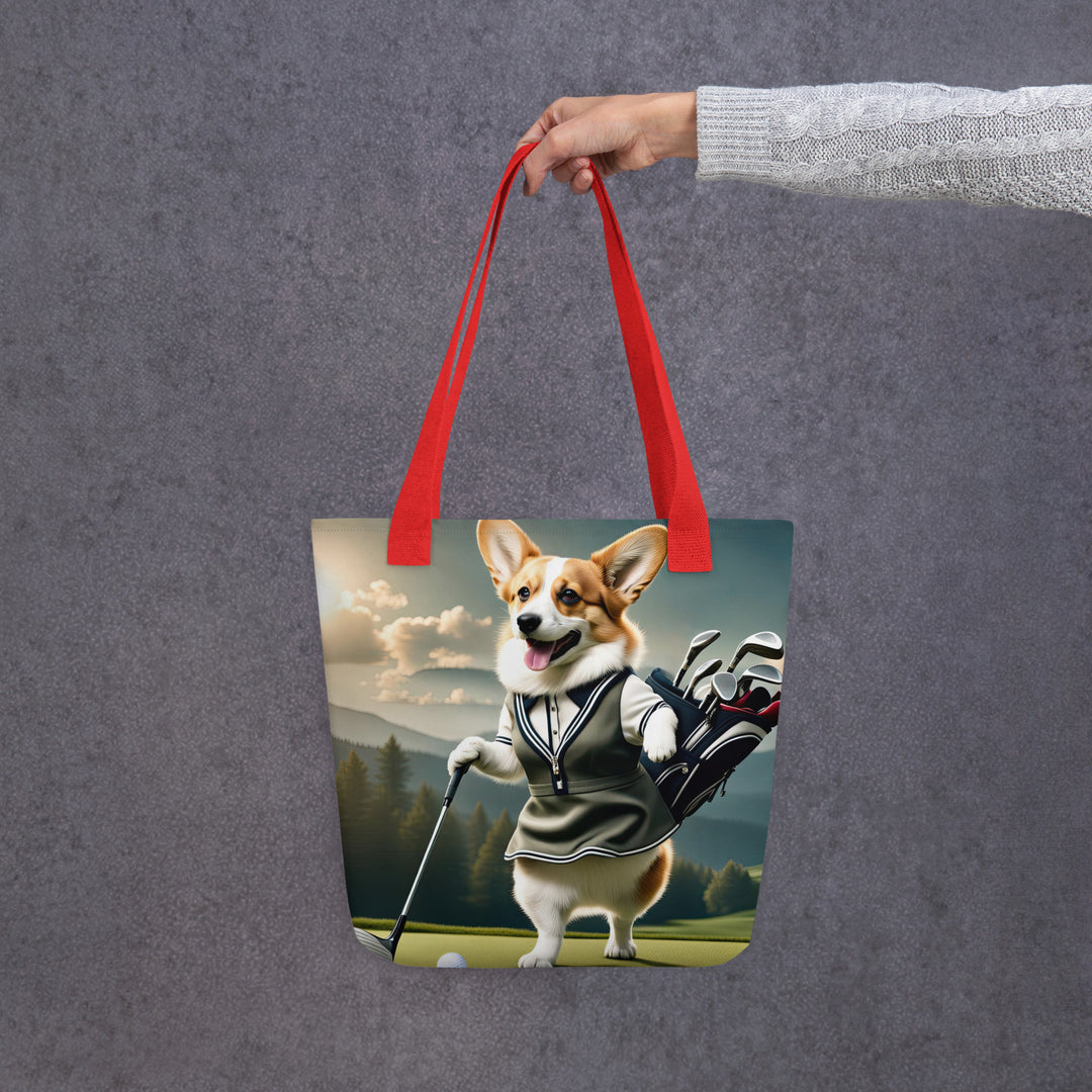Tote bag-Pembroke Welsh Corgi Golfer V3