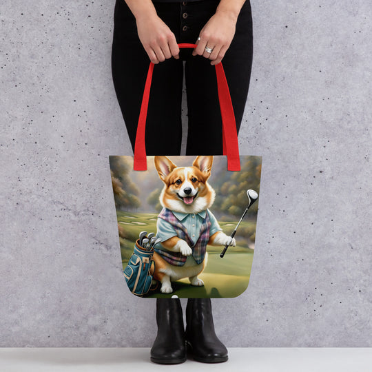 Tote bag-Pembroke Welsh Corgi Golfer V4