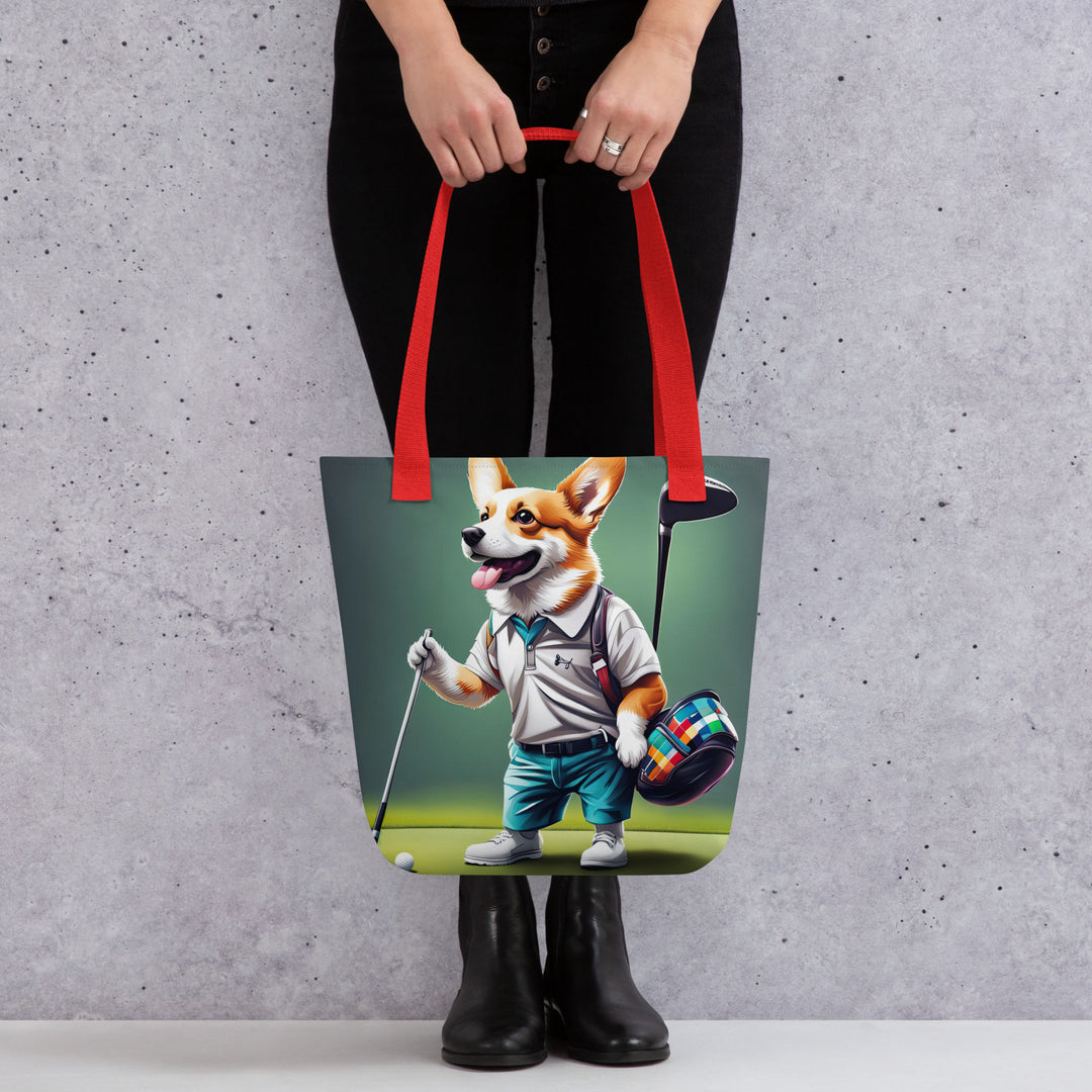 Tote bag-Pembroke Welsh Corgi Golfer V5