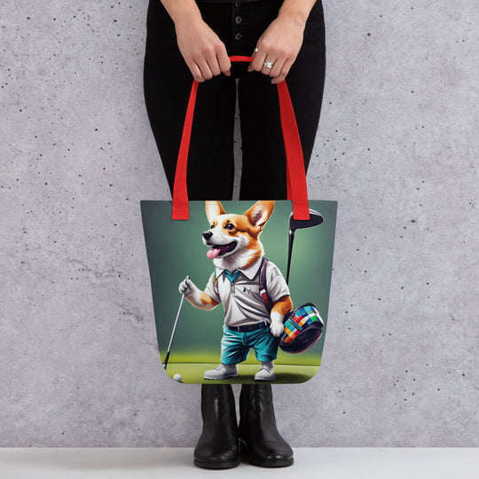 Tote bag-Pembroke Welsh Corgi Golfer V5