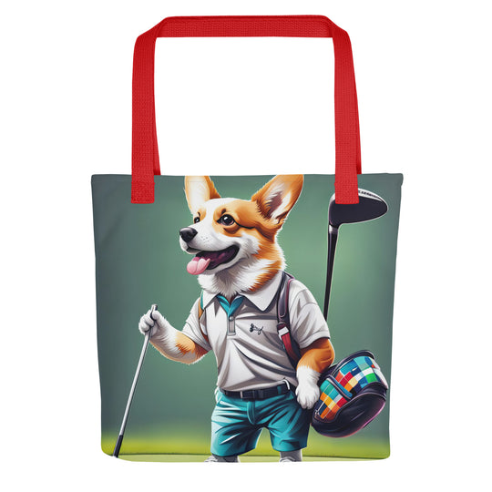Tote bag-Pembroke Welsh Corgi Golfer V5