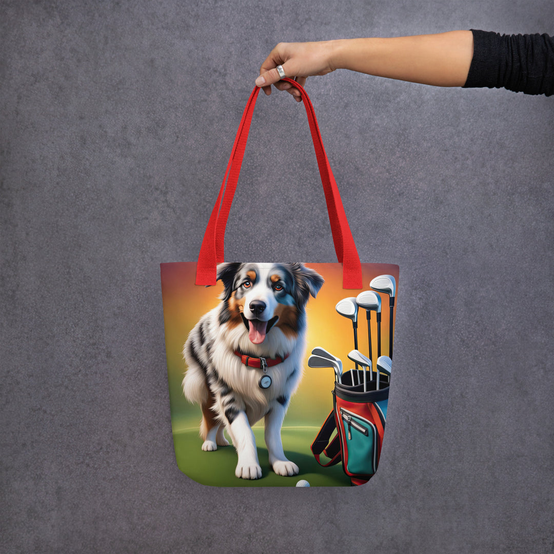 Tote bag-Australian Shepherd Golfer V2