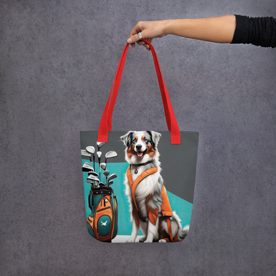 Tote bag-Australian Shepherd Golfer V5