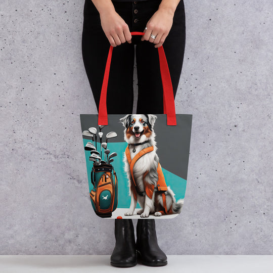 Tote bag-Australian Shepherd Golfer V5