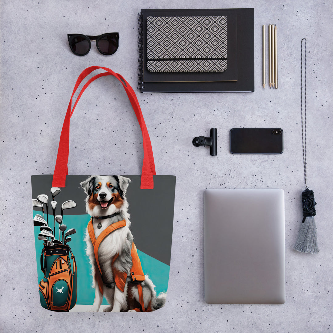 Tote bag-Australian Shepherd Golfer V5