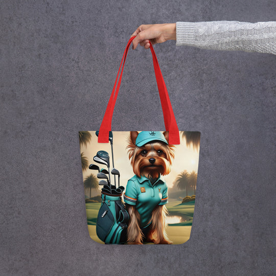 Tote bag-Yorkshire Terrier Golfer V3