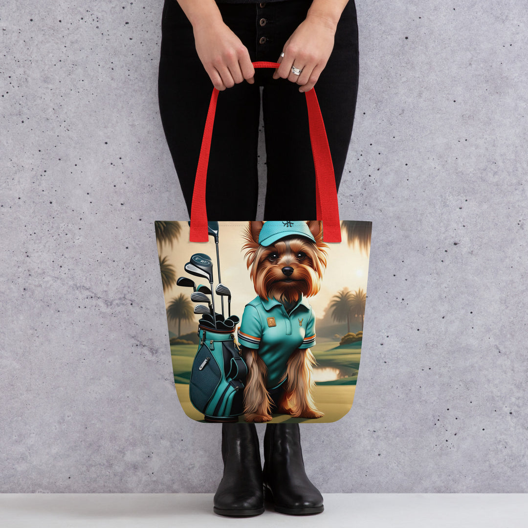 Tote bag-Yorkshire Terrier Golfer V3