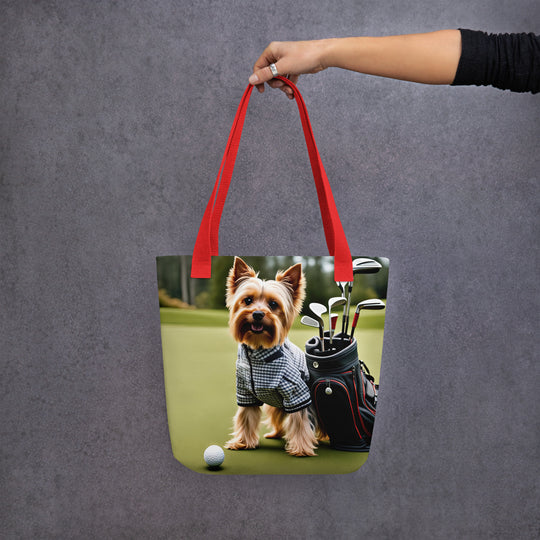 Tote bag-Yorkshire Terrier Golfer V4