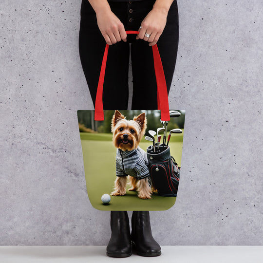 Tote bag-Yorkshire Terrier Golfer V4