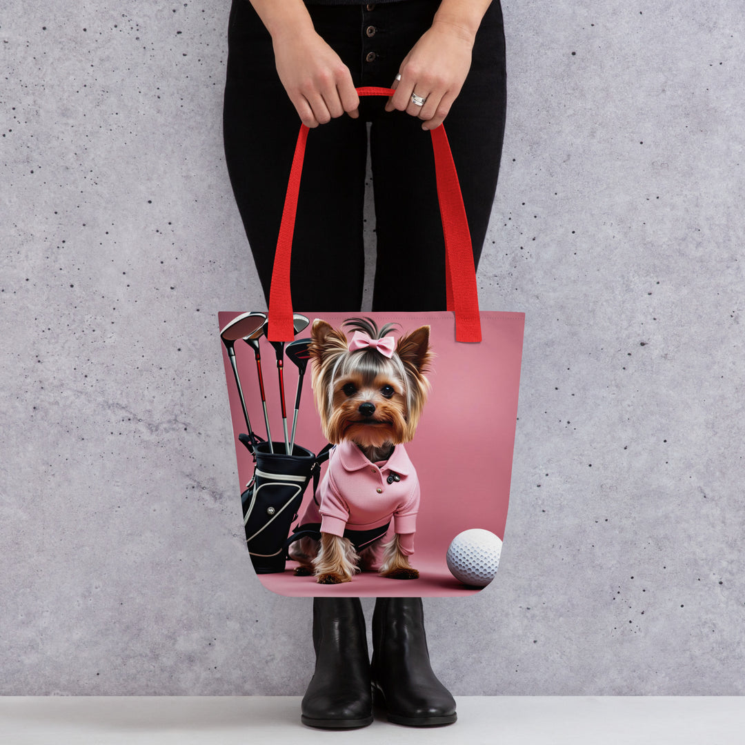 Tote bag-Yorkshire Terrier Golfer V5