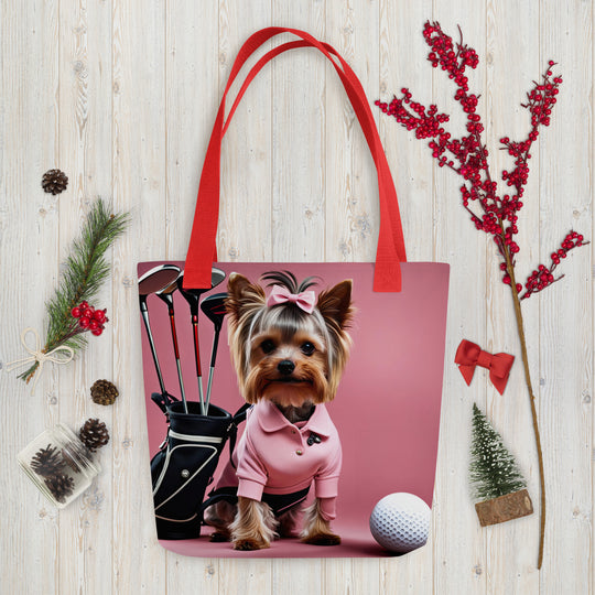 Tote bag-Yorkshire Terrier Golfer V5