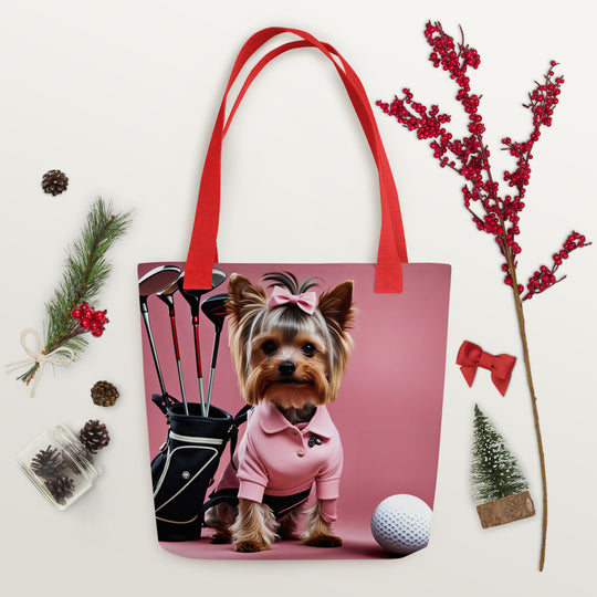 Tote bag-Yorkshire Terrier Golfer V5