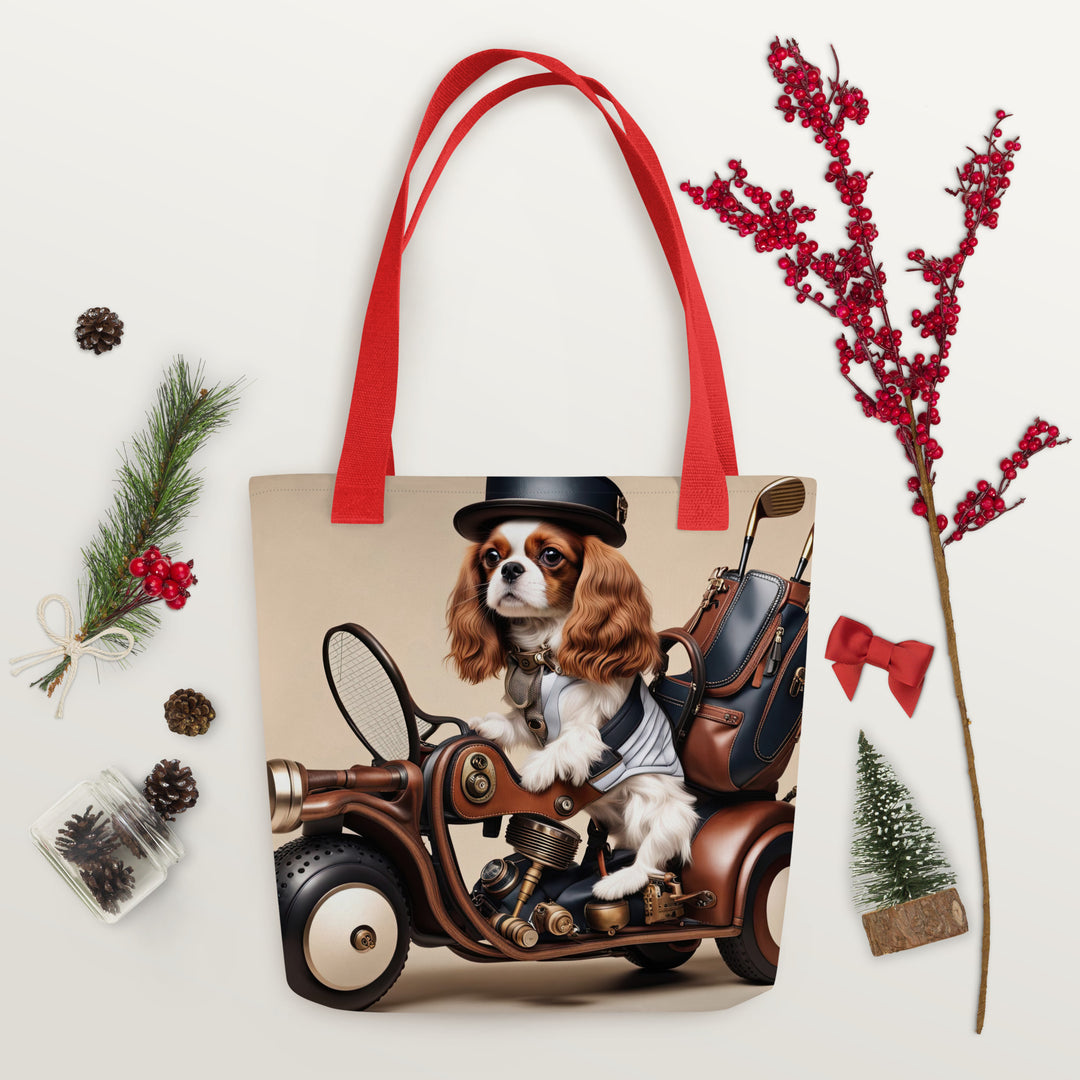 Tote bag-Cavalier King Charles Spaniel Golfer V4