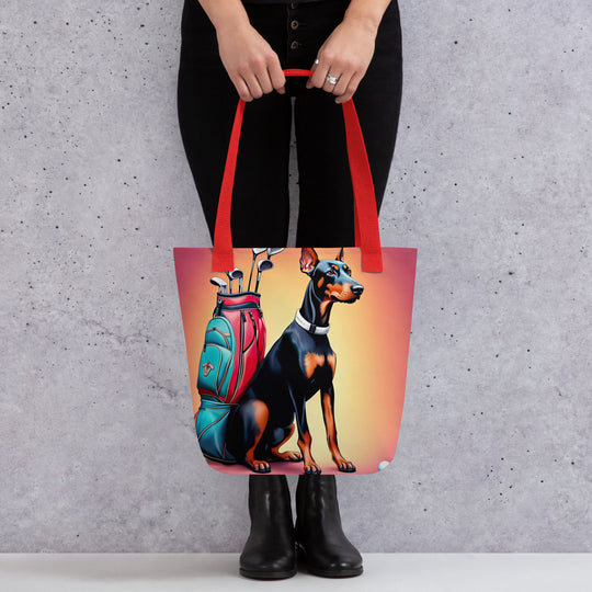 Tote bag-Doberman Pinscher Golfer V5