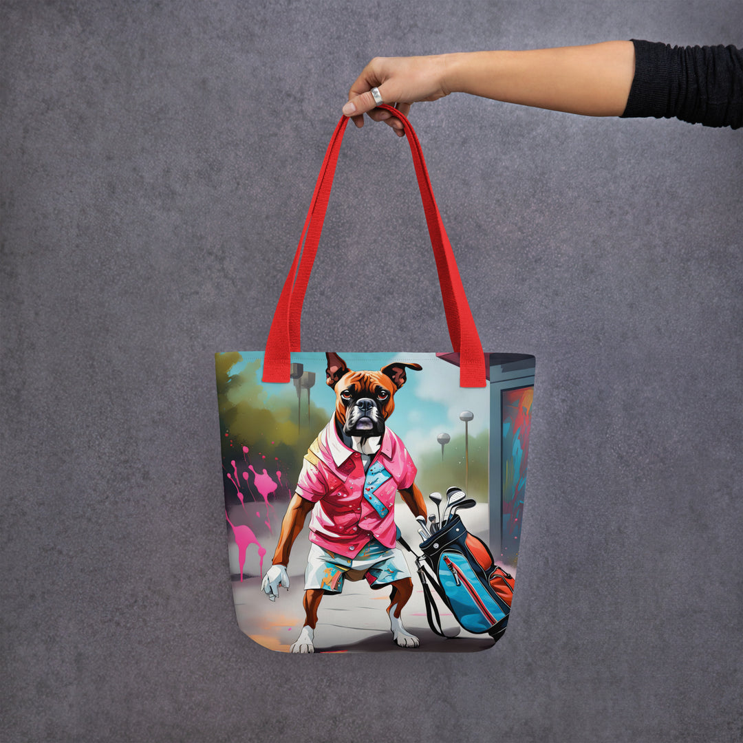 Tote bag-Boxer Golfer