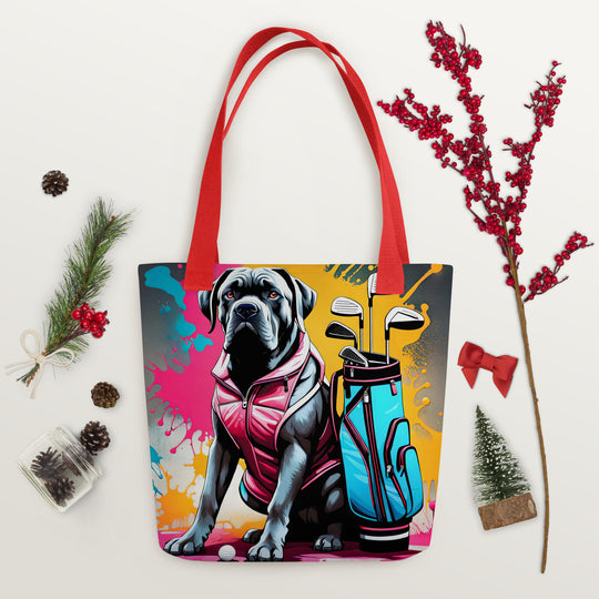 Tote bag-Cane Corso Golfer