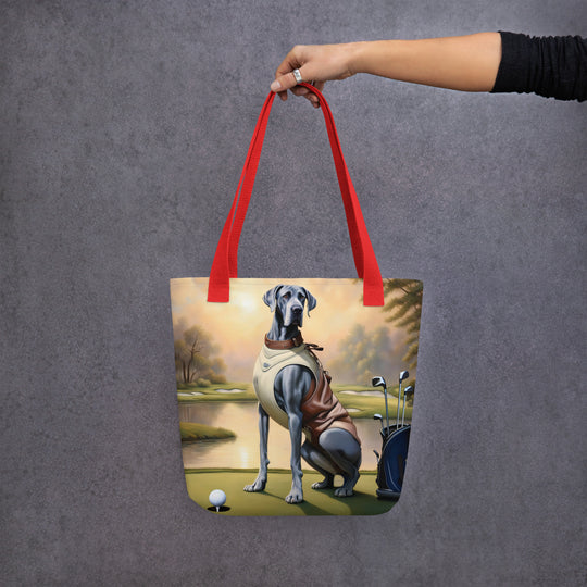 Tote bag-Great Dane Golfer