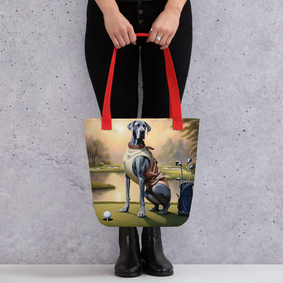 Tote bag-Great Dane Golfer