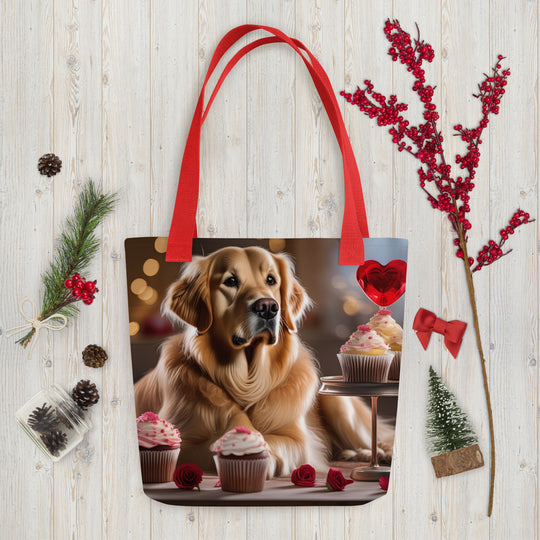 Tote bag-Golden Retriever Romantic