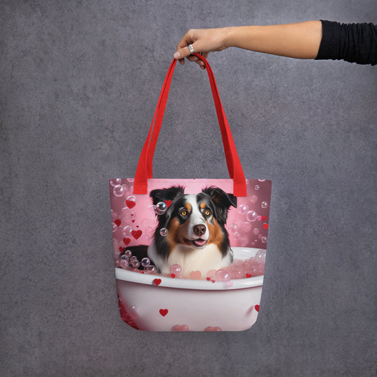 Tote bag-Australian Shepherd Romantic