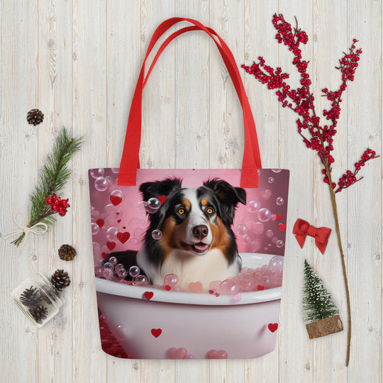 Tote bag-Australian Shepherd Romantic