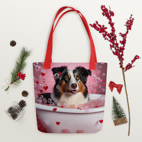 Tote bag-Australian Shepherd Romantic