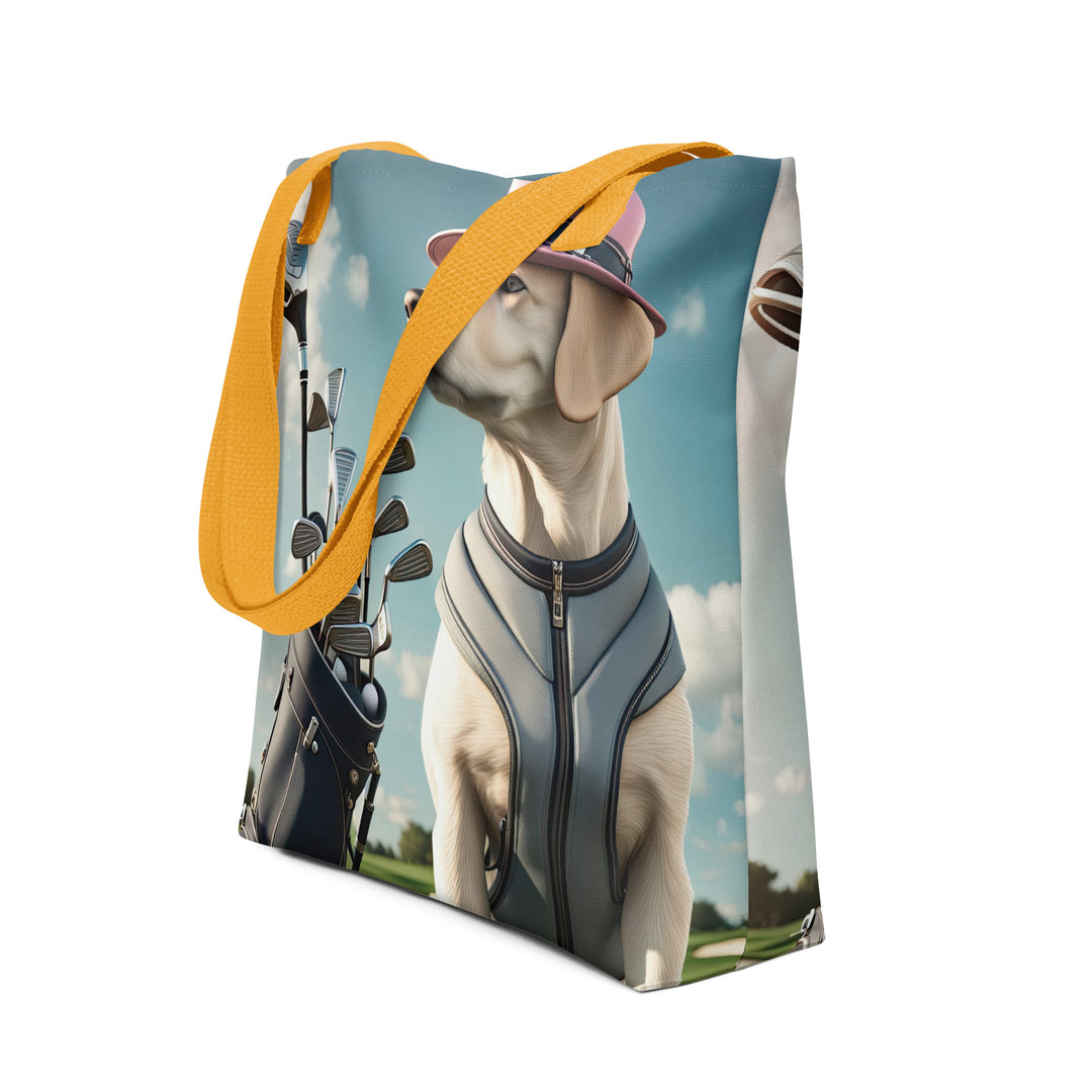 Tote bag-Labrador Retriever Golfer