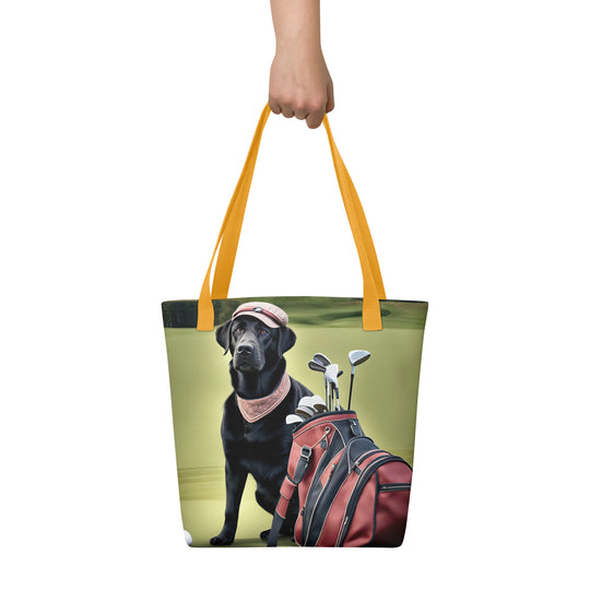 Tote bag-Golden Retriever Golfer V2