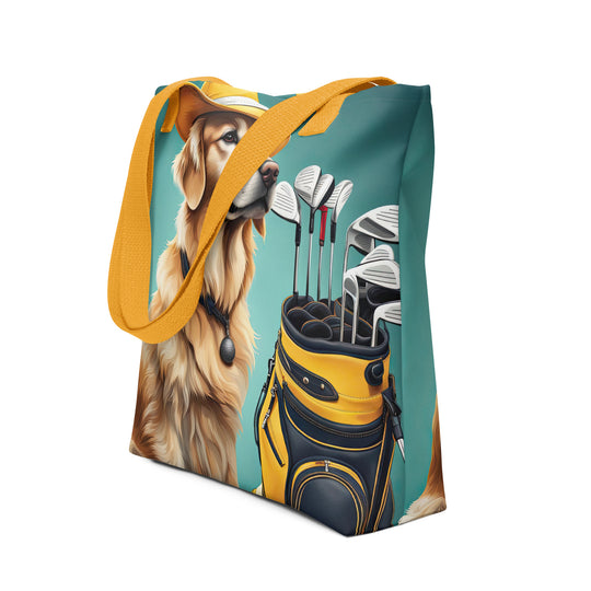 Tote bag-Golden Retriever Golfer V8