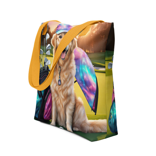 Tote bag-Golden Retriever Golfer V9