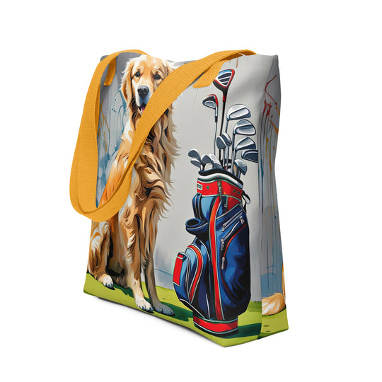 Tote bag-Golden Retriever Golfer V11