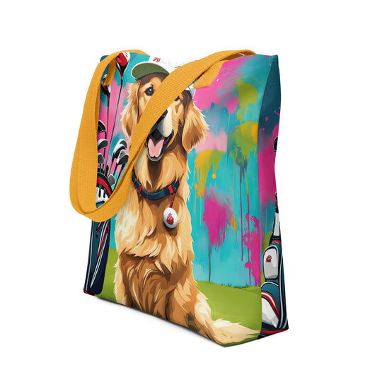 Tote bag-Golden Retriever Golfer V12